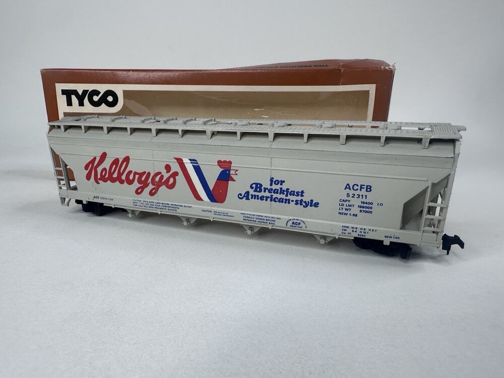 Vintage Tyco HO Scale Kellogg’s Hopper Train Car #ACFB 52311